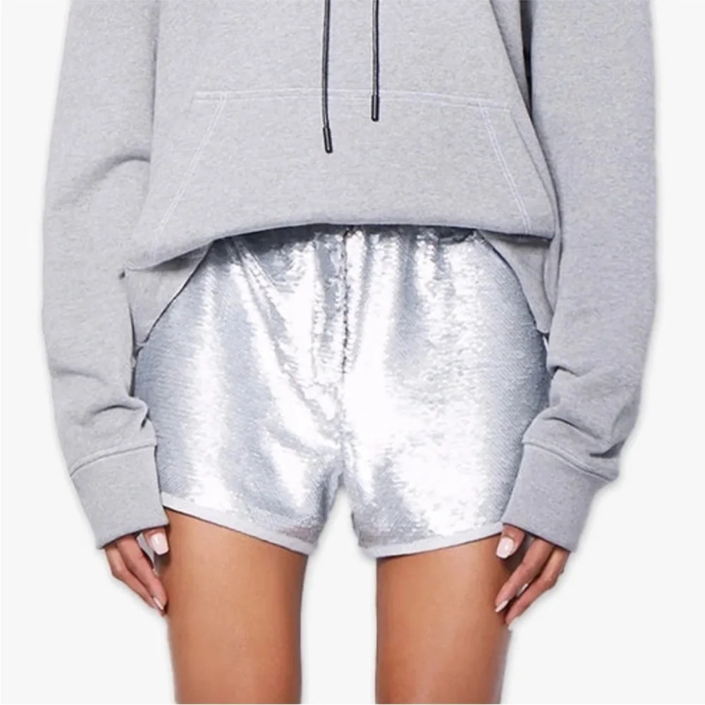NWT RtA Ganya Sequined Shorts in Lead Crystal Sz Small